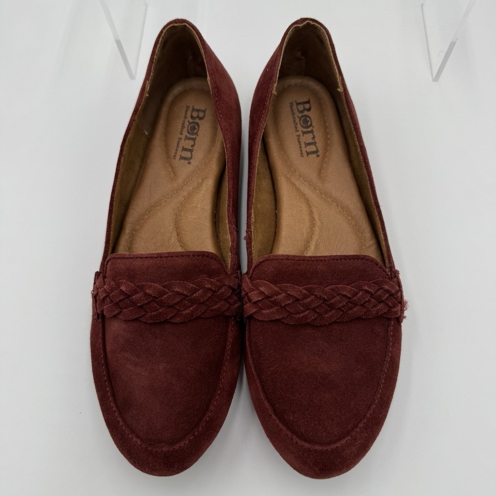 Born Mirror Women's Loafer Size 7.5 M/W Maroon/burgandy Suede Driving Flat